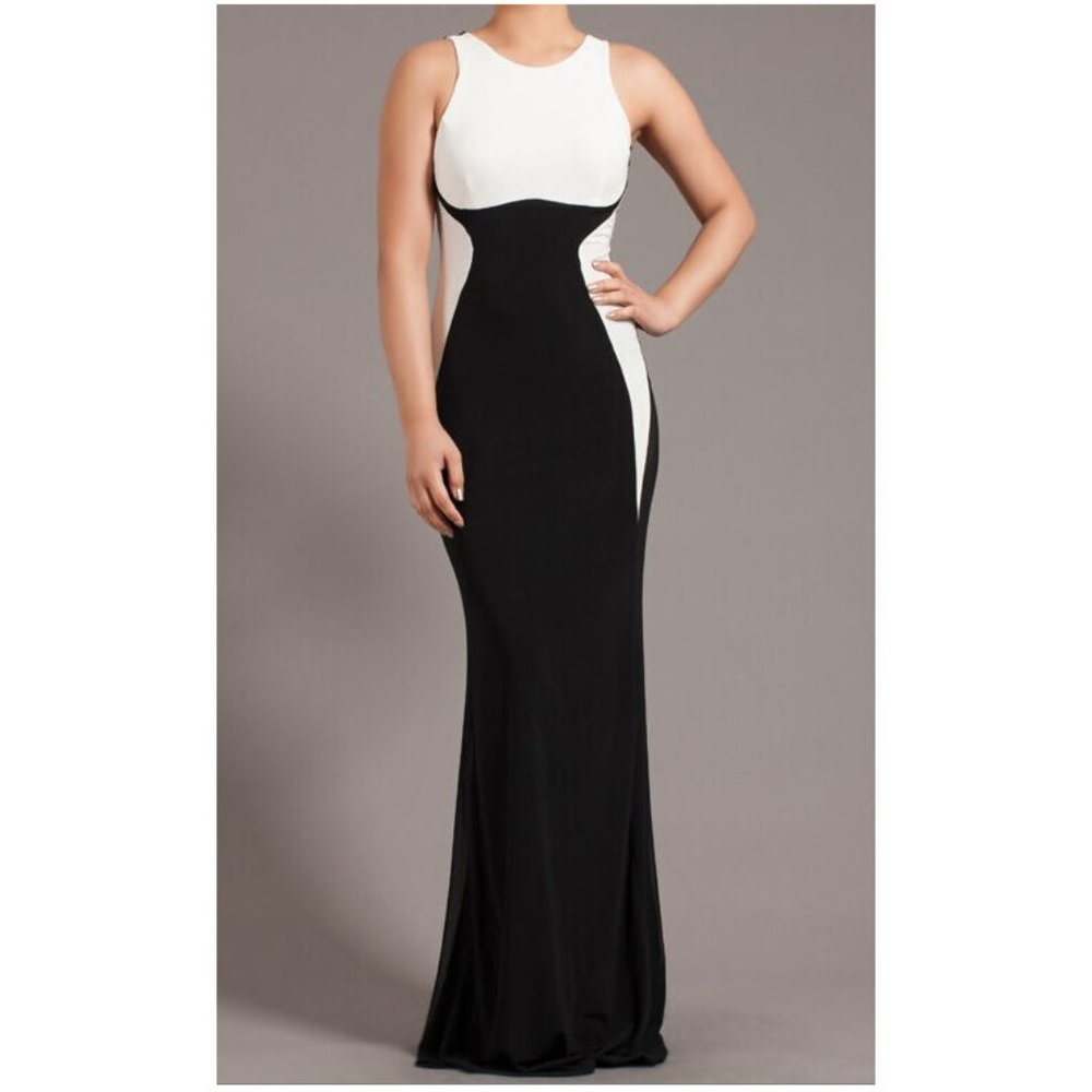 Black White Color Block Hourglass Maxi Dress